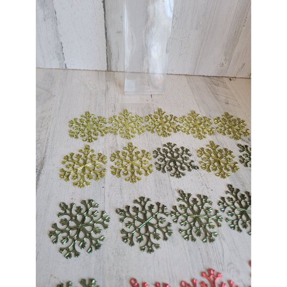 Red green snowflake ornament Xmas set‎ decor metallic - Picture 7 of 8